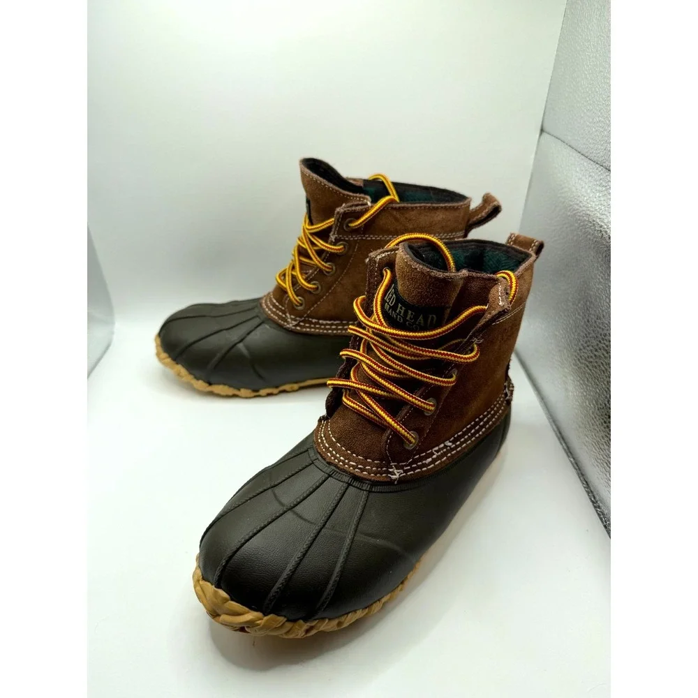Red Head Mens 7 Black Brown Leather Ankle Round‎ Toe Lace Up Hunting Duck Boot